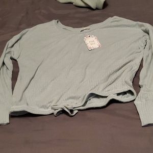 Juniors crop top knit long sleeve shirts